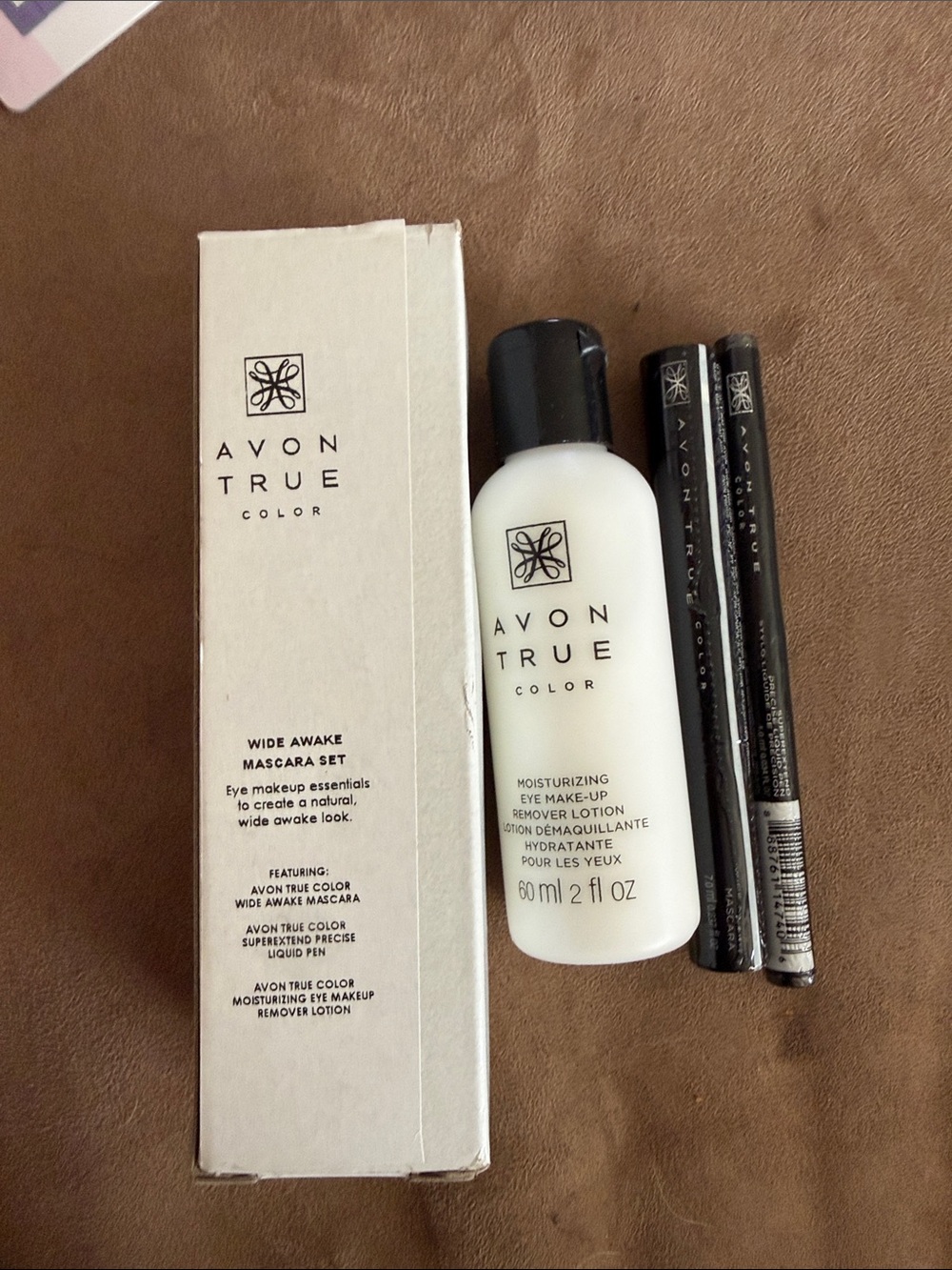 NWT NOS Avon True Color Wide Awake Mascara Set Eyeliner Eye Remover Lotion Black